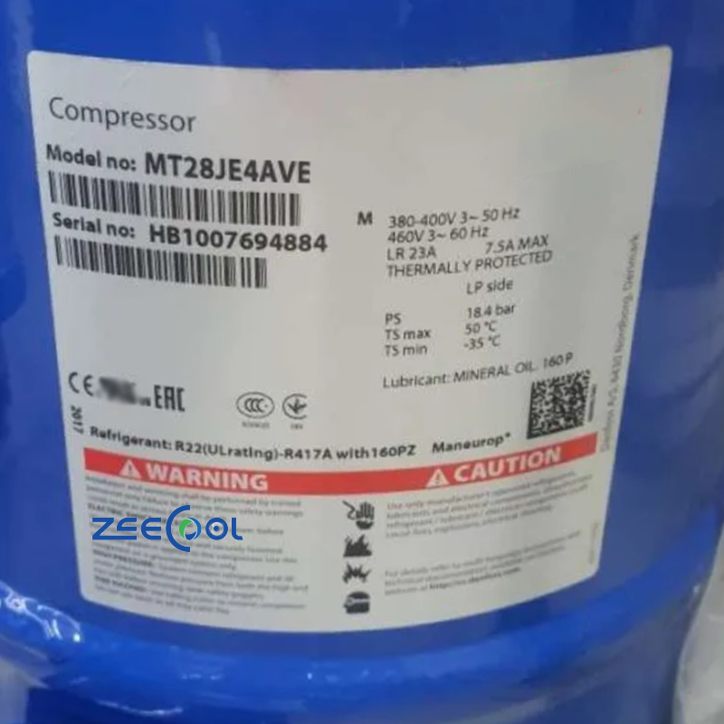 Danfoss Piston Compressor MT28JE4AVE MT28JE4AVE MT28JE3MVE MT28JE1RVE Reciprocating Refrigeration Compressor Medium high temperature cold storage