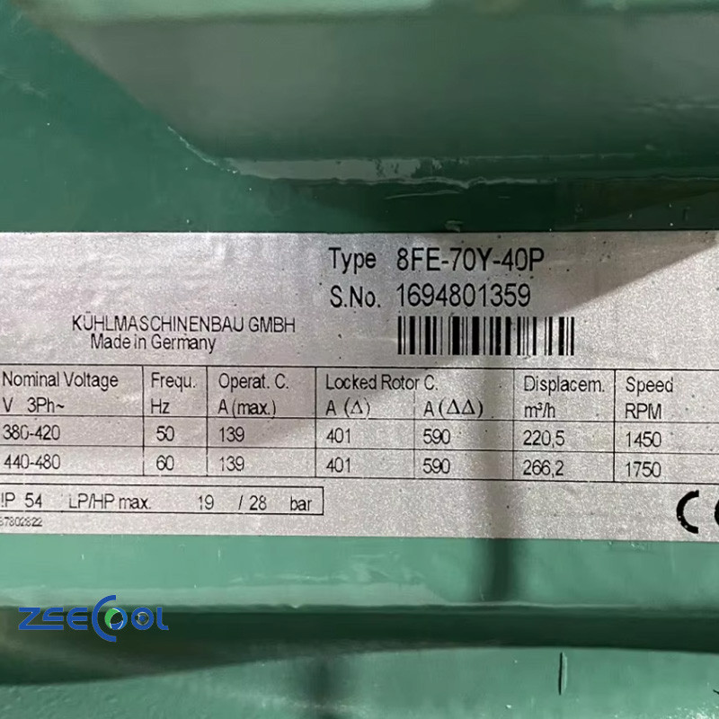 8FE-70Y-40P (5) Bitzer 8-cylinder 3PH Semi-hermetic Compressor 8FE-70Y-40P Container Condensing Unit Refrigeration Compressor 70HP