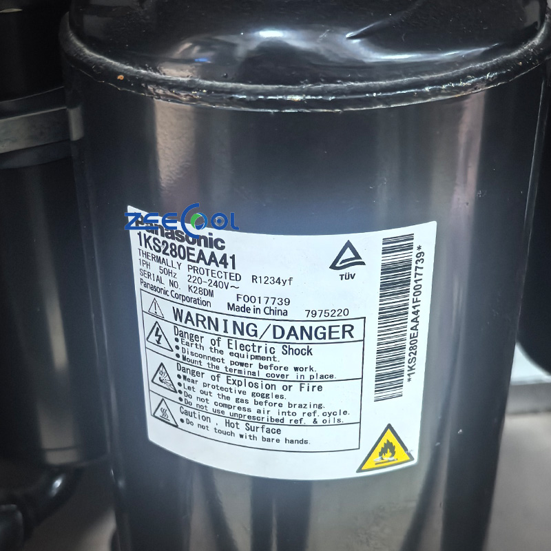 Panasonic Rotary Refrigeration Compressor 1KS280EAA41 1KS320EAA41 1KS360EAA41 1PH 220-240V~ R1234yf for Vehicle Air Conditioning & Industrial Cooling Unit