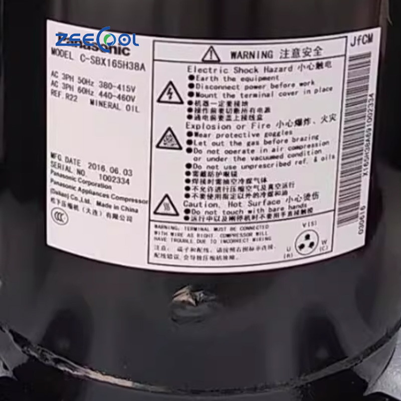 C-SBX165H38A Panasonic Scroll Refrigeration Compressor C-SBX150H38A C-SBX150H38C C-SBX165H38A C-SBX180H38B C-SBX180H38C C-SBX195H38A C-SBX195H38C 380V 3PH AC R22 Air Conditioner