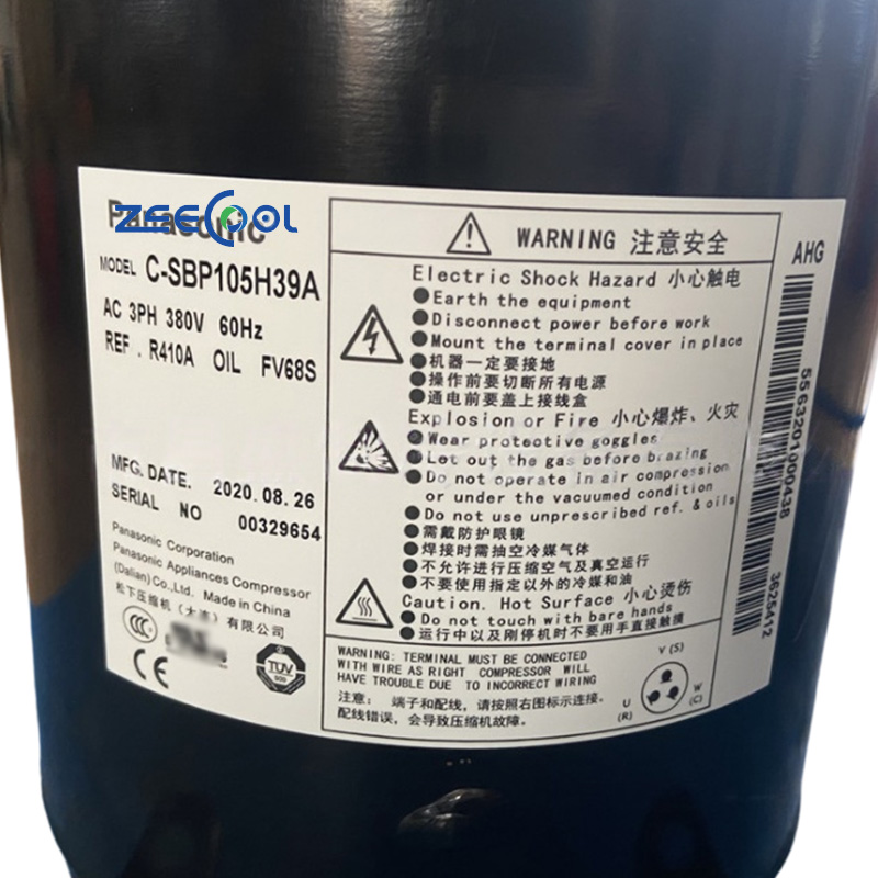 Panasonic Scroll Compressor C-SBP105H39A C-SBP120H15A C-SBP130H39A 380V 3PH 60HZ AC R410a Air Conditioner Refrigeration Compressor