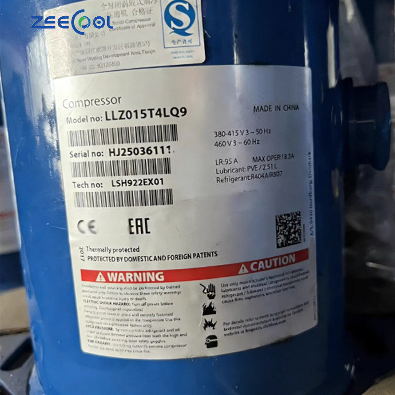LLZ015T4LQ9 Danfass Scroll Refrigeration Compressor LLZ013T4LQ9 LLZ015T4LQ9 LLZ018T4LQ9 LLZ024T4LQ9 LLZ034T4LQ9 for Air Cooling Systems