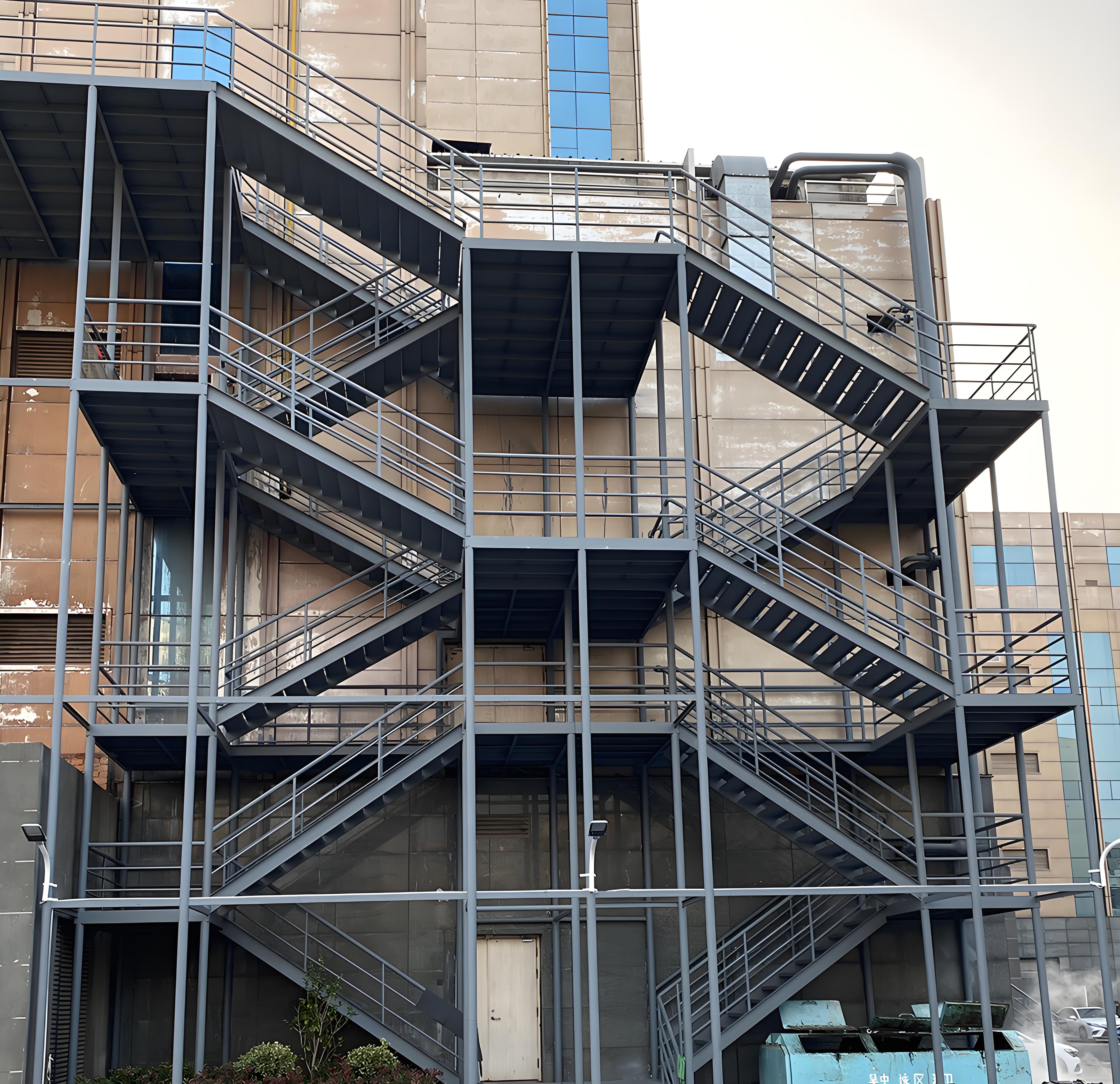 Steel structure stairs, floor decking