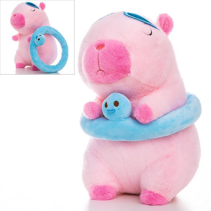 Pink capybara  with swim ring