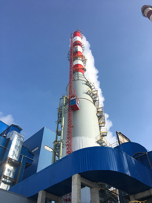 Industrial elevator for desulfurization towers for energy production in Mongolia