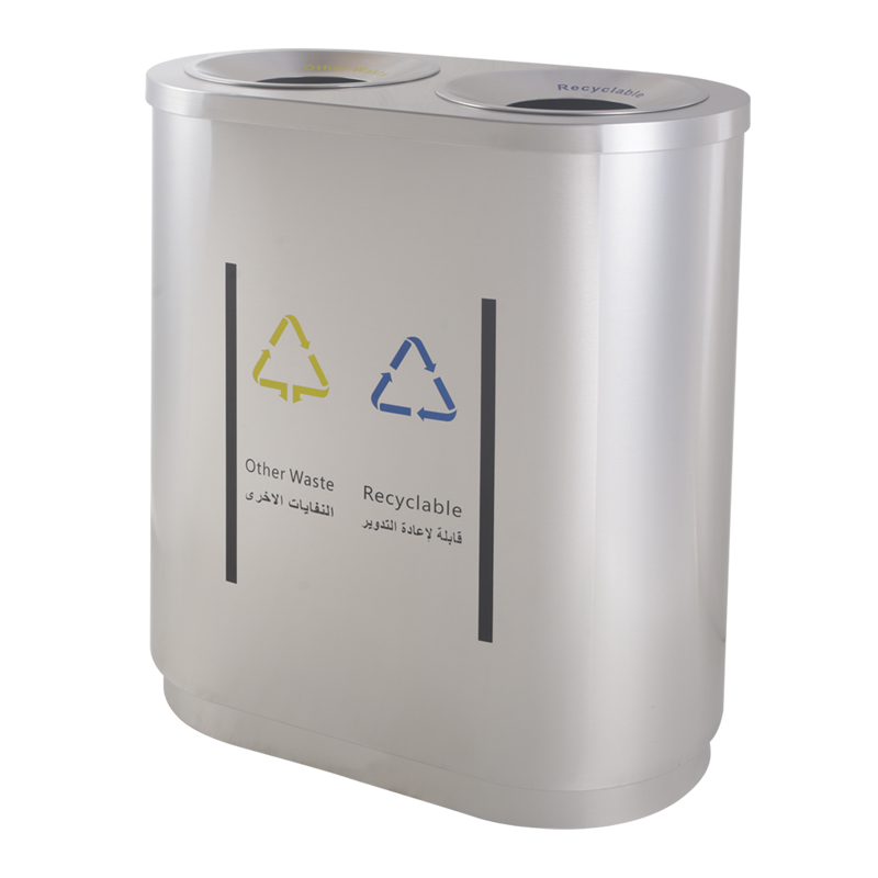 BX-A096 Commercial two-compartment stainless steel oval trash can