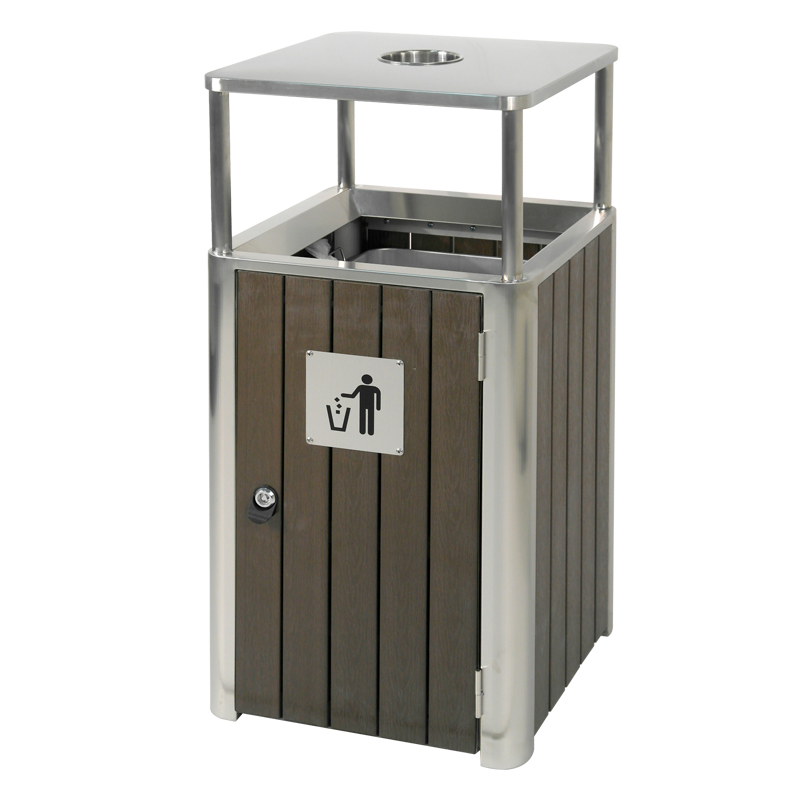 BX-D230 Outdoor steel and wood trash can