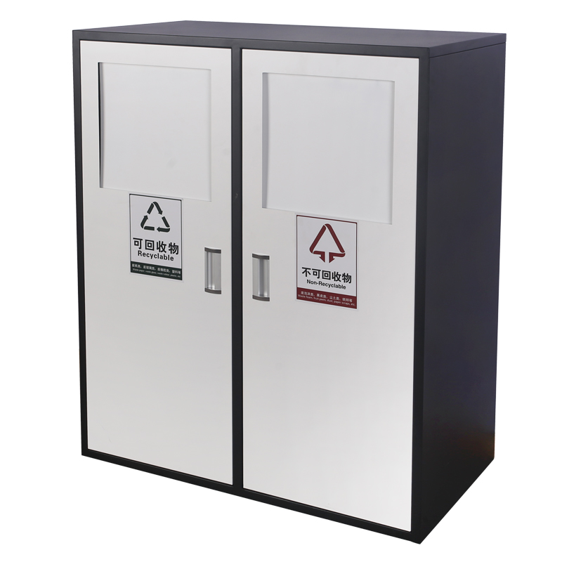 BX-D369 Shopping mall double-compartment painted iron trash can