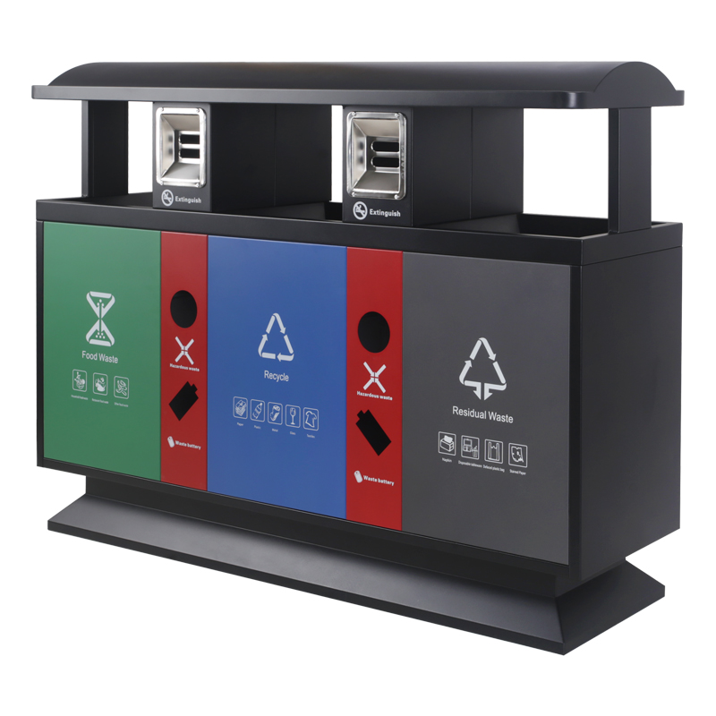 BX-D522 Park & ​​Street Three-Category Painted Metal Trash Can