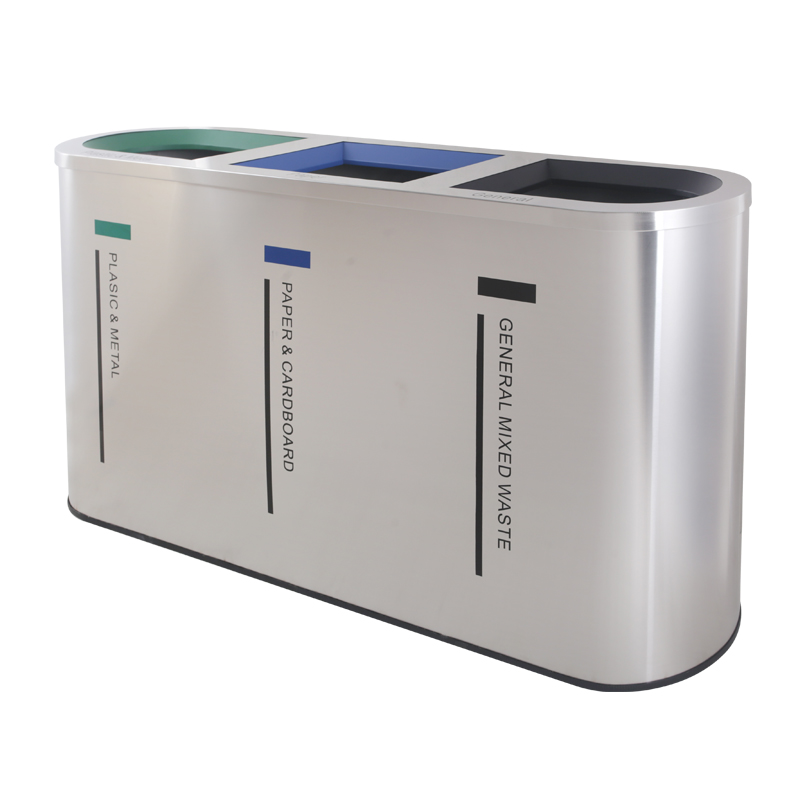 BX-D545 Commercial three-compartment stainless steel trash can