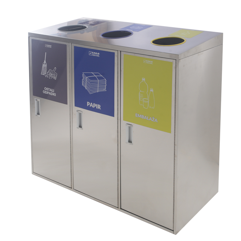 BX-H065   Commercial three-category stainless steel trash can