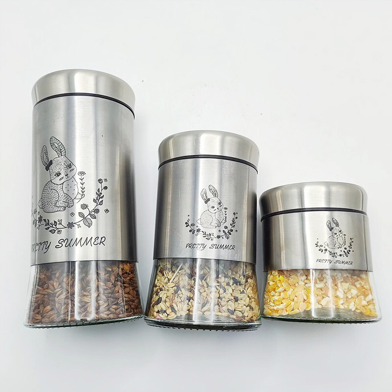 Glass Canister With Metal Coat Glass Canister With Metal Coat