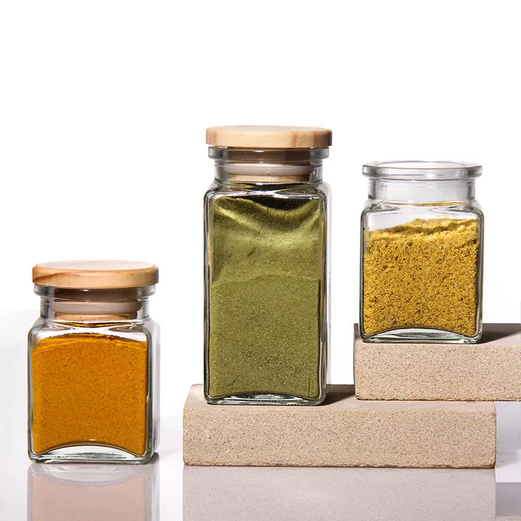 Odm Pasta Empty Glass Storage Jars Containers Square With Wooden Lids