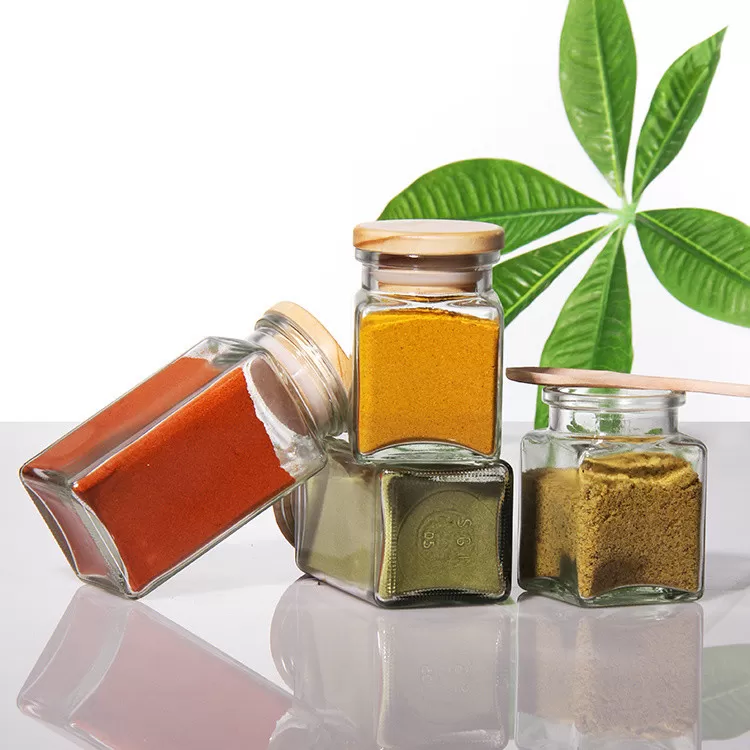 Odm Pasta Empty Glass Storage Jars Containers Square With Wooden Lids