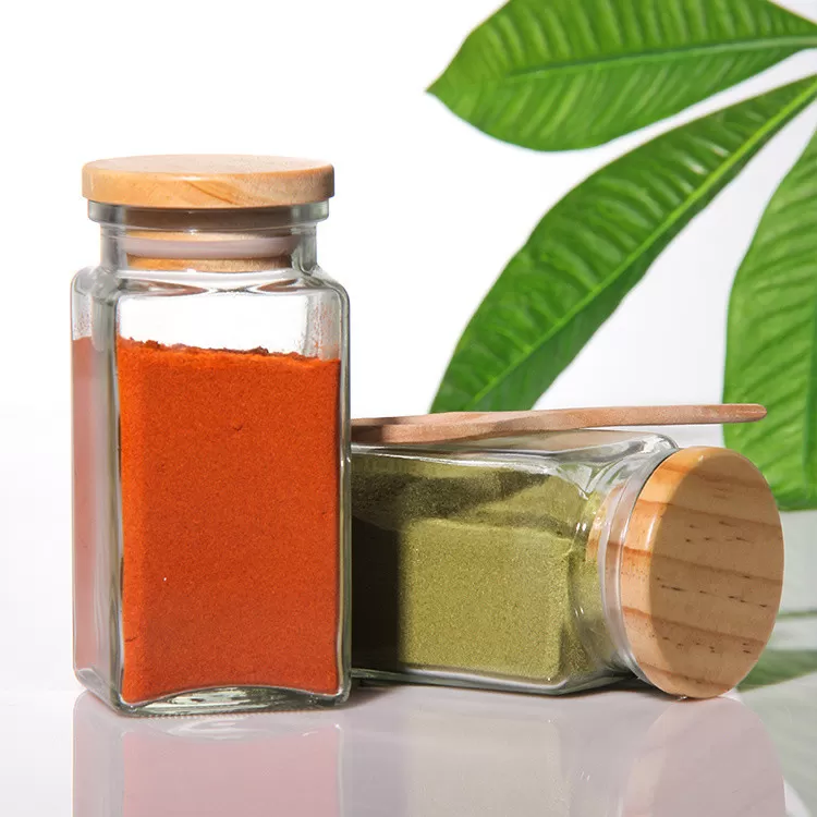 Odm Pasta Empty Glass Storage Jars Containers Square With Wooden Lids