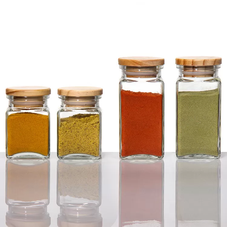 Odm Pasta Empty Glass Storage Jars Containers Square With Wooden Lids