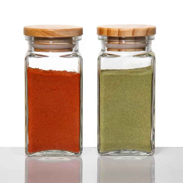 Odm Pasta Empty Glass Storage Jars Containers Square With Wooden Lids