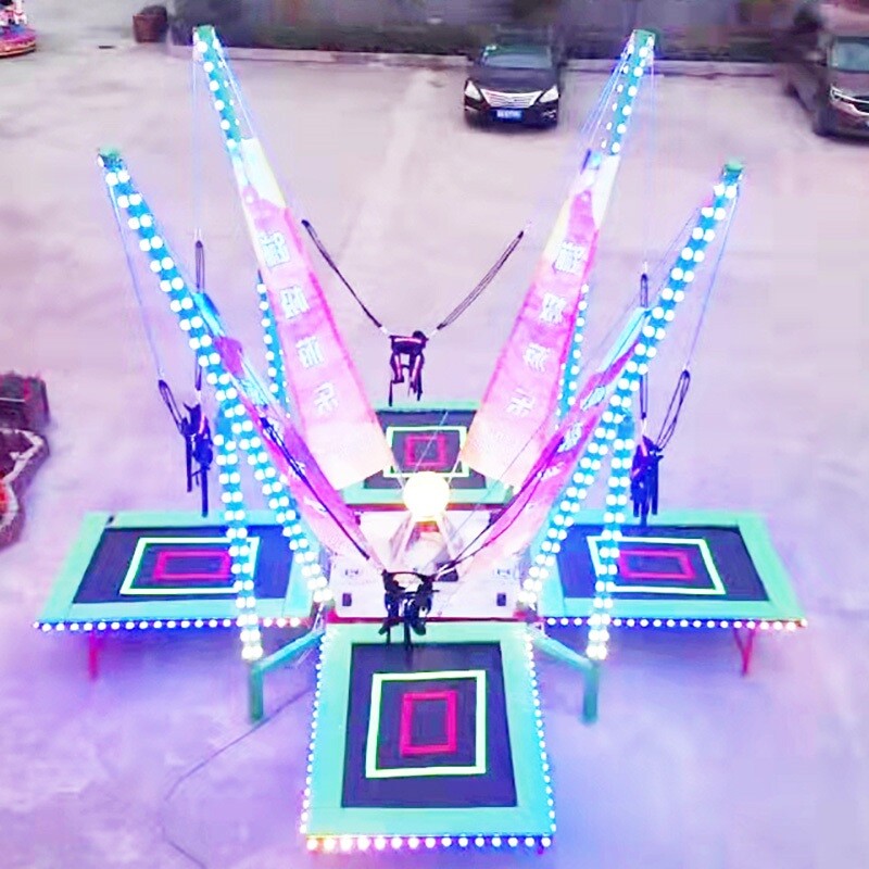 Four-person color lantern bungee jumping