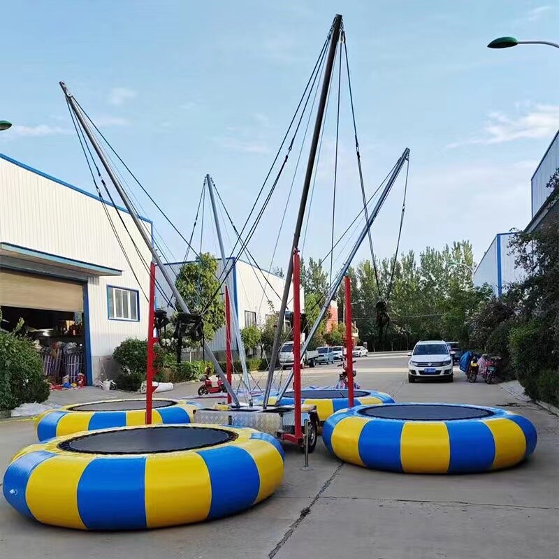 Quad-person inflatable trailer bungee jumping