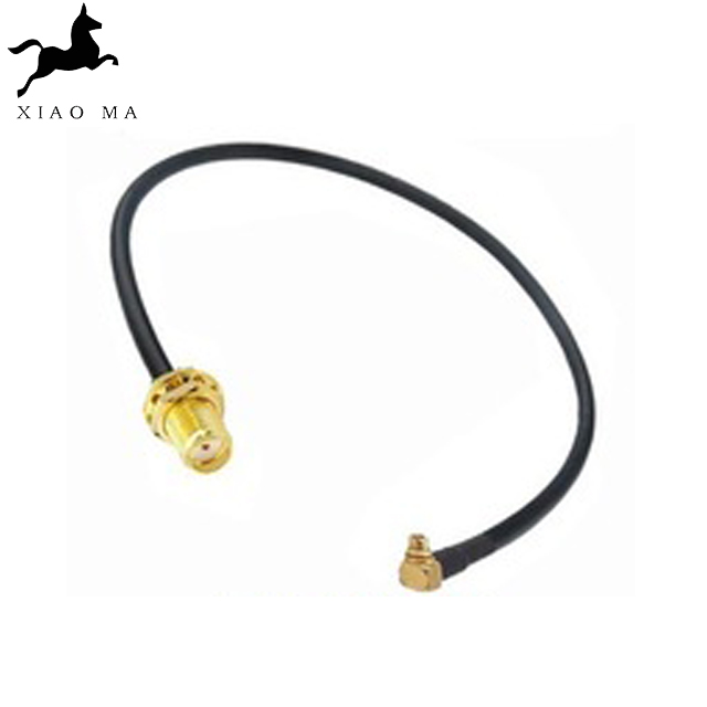 SMA 直插孔隔板转 MMCX 公头直角 RG174 连接器射频同轴电缆组件 XMR-SPTX36