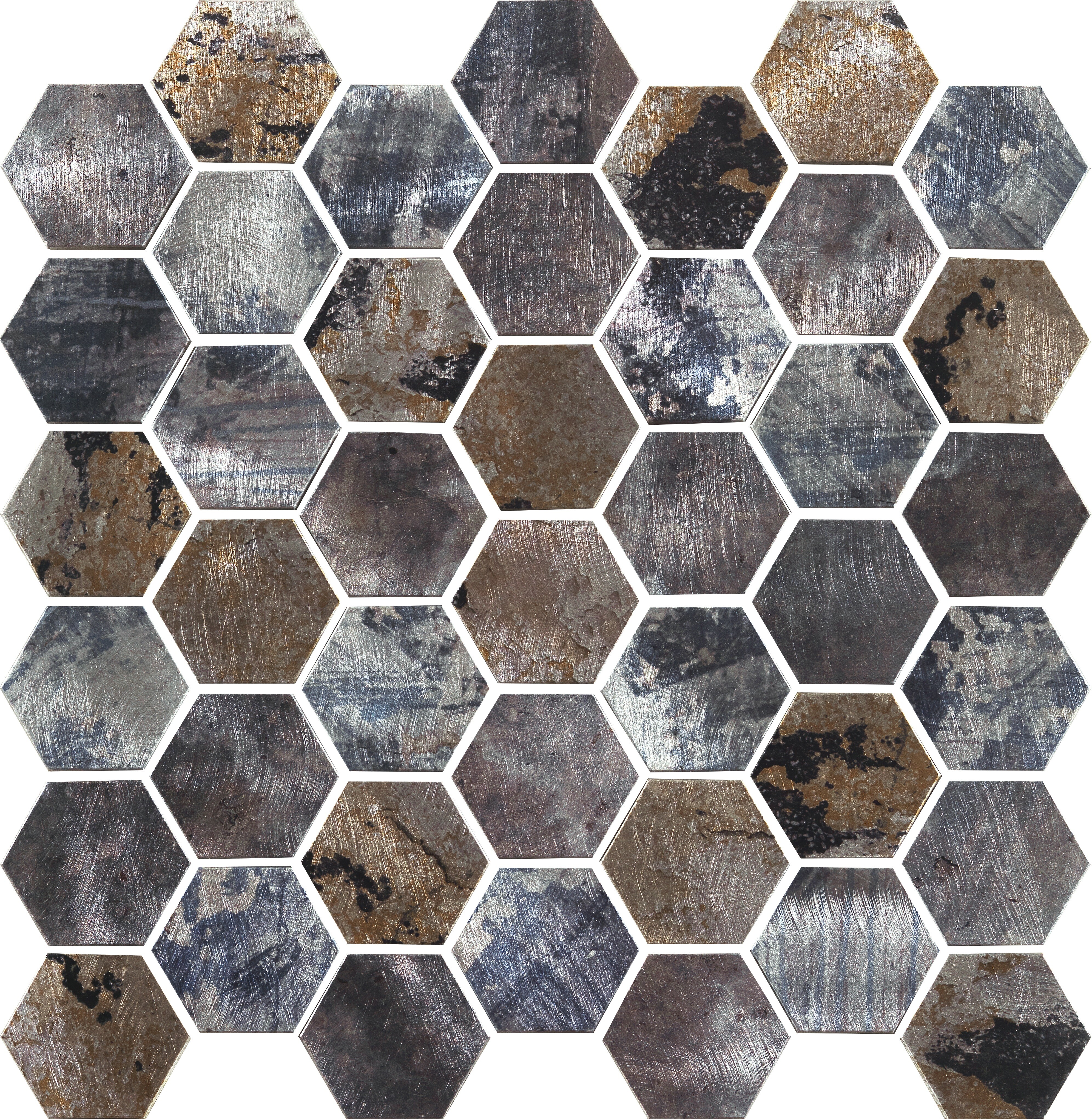 Stamped aluminum sheet mosaic