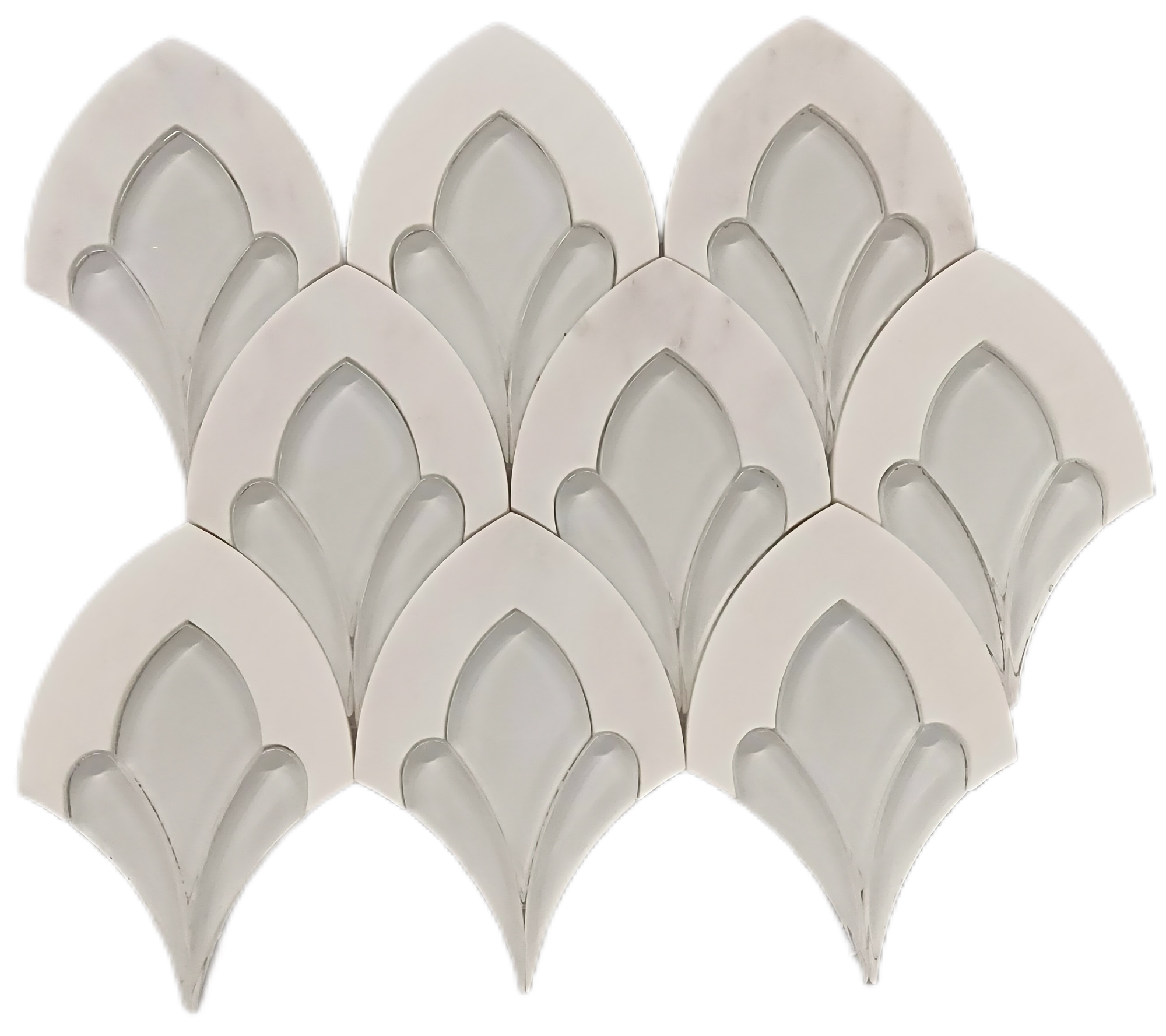 White Marble  water jet inlaid mosaic
