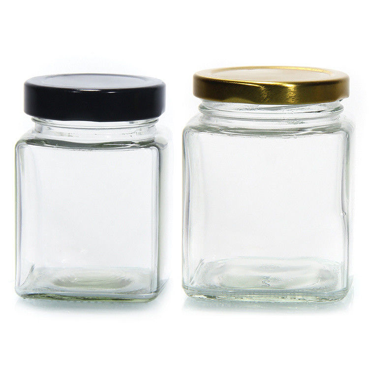 Top Grade Square 180 Ml 280 Ml 380 Ml 500 Ml 730 Ml Glass Storage Jar With Tin Plate Lid