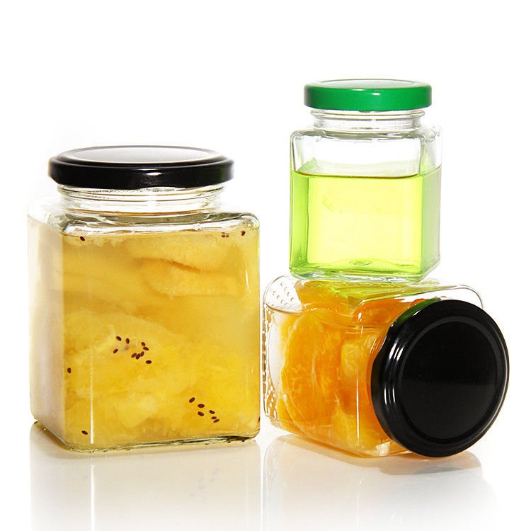 Top Grade Square 180 Ml 280 Ml 380 Ml 500 Ml 730 Ml Glass Storage Jar With Tin Plate Lid