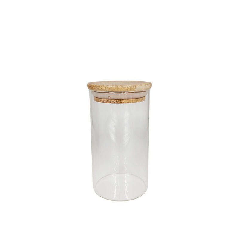 Glass jar kitchen glass airtight container storage jar with bamboo lid