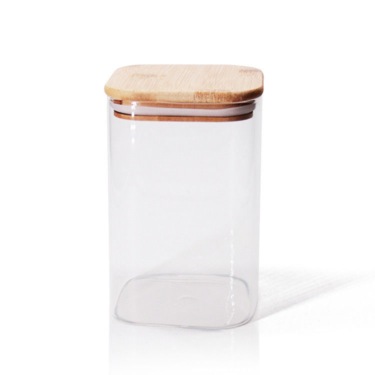 High Borosilicate Snack Glass Storage Jars 1600ml With Bamboo Lids