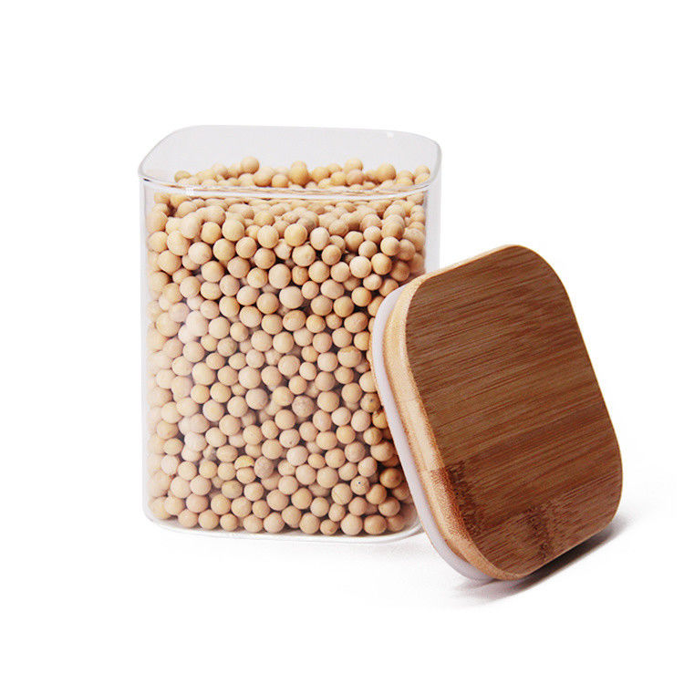 High Borosilicate Snack Glass Storage Jars 1600ml With Bamboo Lids