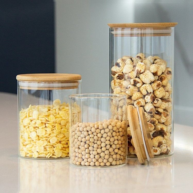 Food Storage Round High Borosilicate Glass Food Jars Airtight Jar for Kitchen