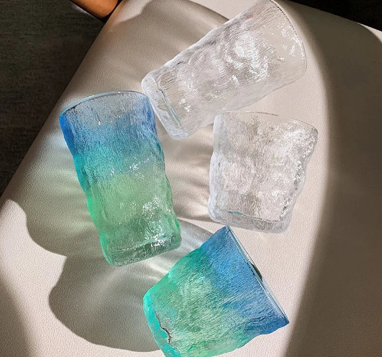 Free Sample Ins Glass Waterfall Texture Water Cup Juice Liqueur Cup Thickened Cup