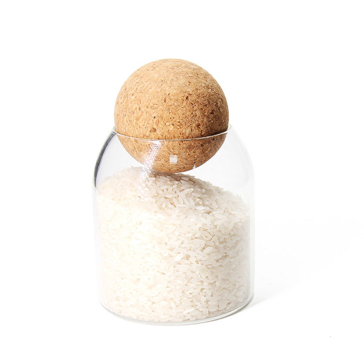 Clear Bamboo Glass Spice Jar Containers Set Glass Food Storage jars For Kitchen