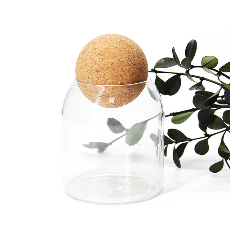 Clear Bamboo Glass Spice Jar Containers Set Glass Food Storage jars For Kitchen