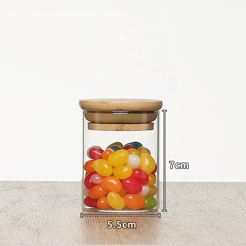 Factory customization HOME Modern Glass Spice Jar with Bamboo Lid Home Kitchen Food Storage Container for Party Use