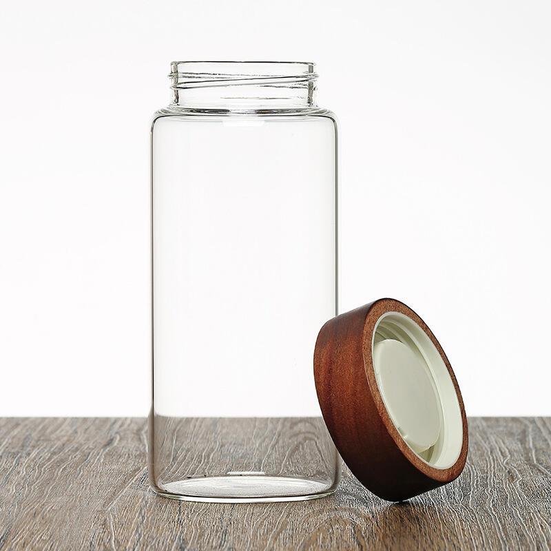 Airtight clear glass food storage jar for kitchen use, suitable for storing tea, coffee beans, spices, sugar, etc