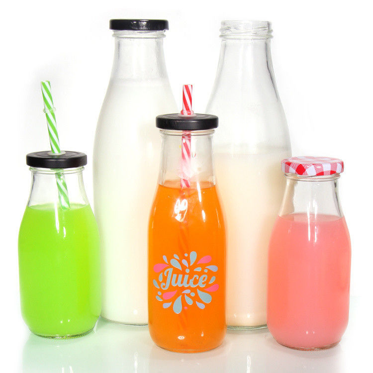 Custom Printed Recycled Glass Milk Bottles 1l Clear Transparent