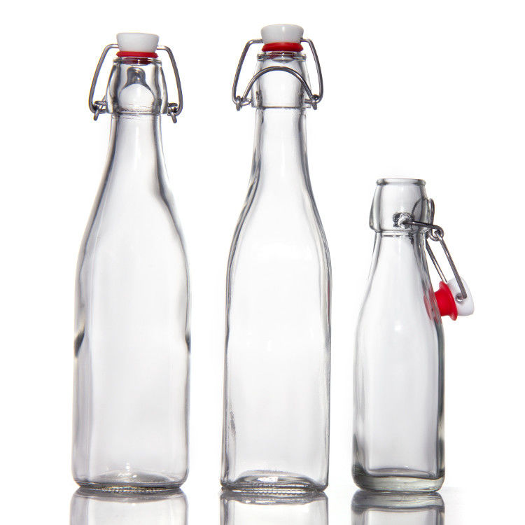 Custom Design Glass Bottles 200Ml 250Ml Juice Glass Bottles With Swing Top
