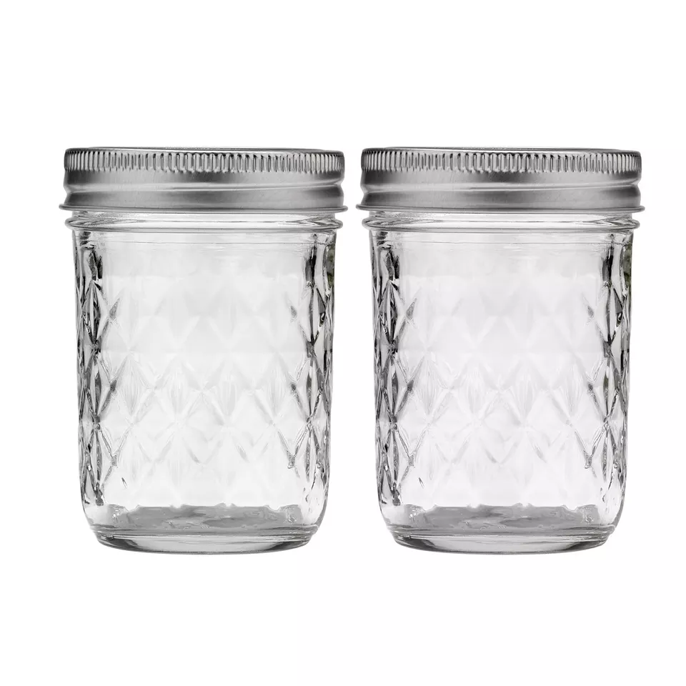 8oz Clear Empty Glass Jam Honey Jar Wide Mouth Mason Jars