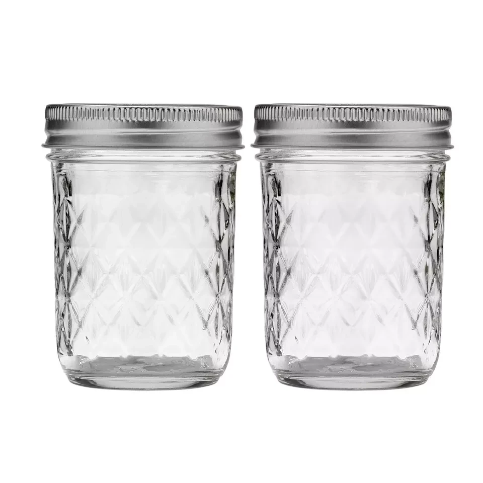 8oz Clear Empty Glass Jam Honey Jar Wide Mouth Mason Jars