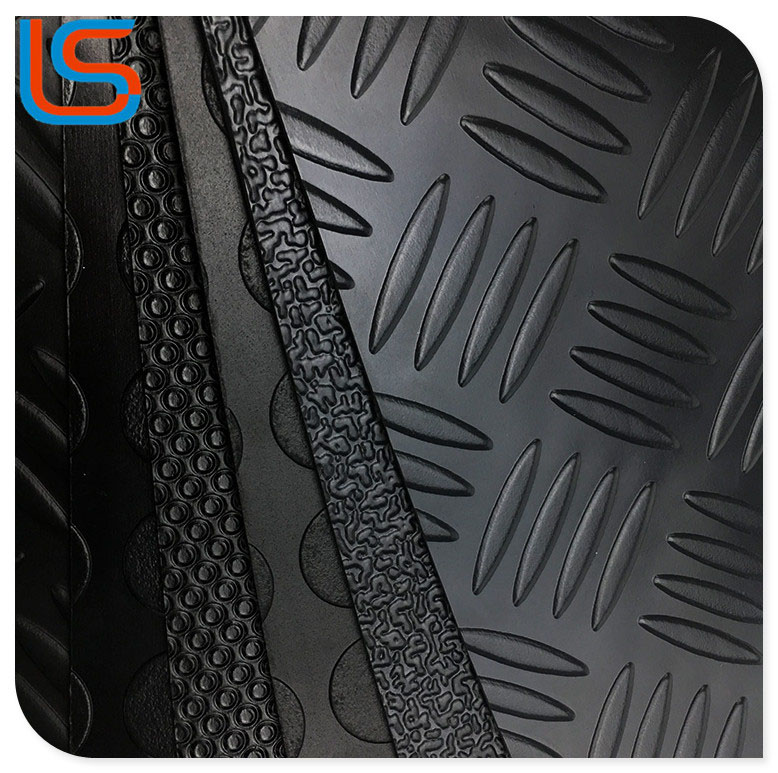 LS00069 PVC Roll Floor Leather - Steel Plate Pattern, Heavy-Duty & Abrasion-Resistant for Outdoor Workshop Industrial Flooring
