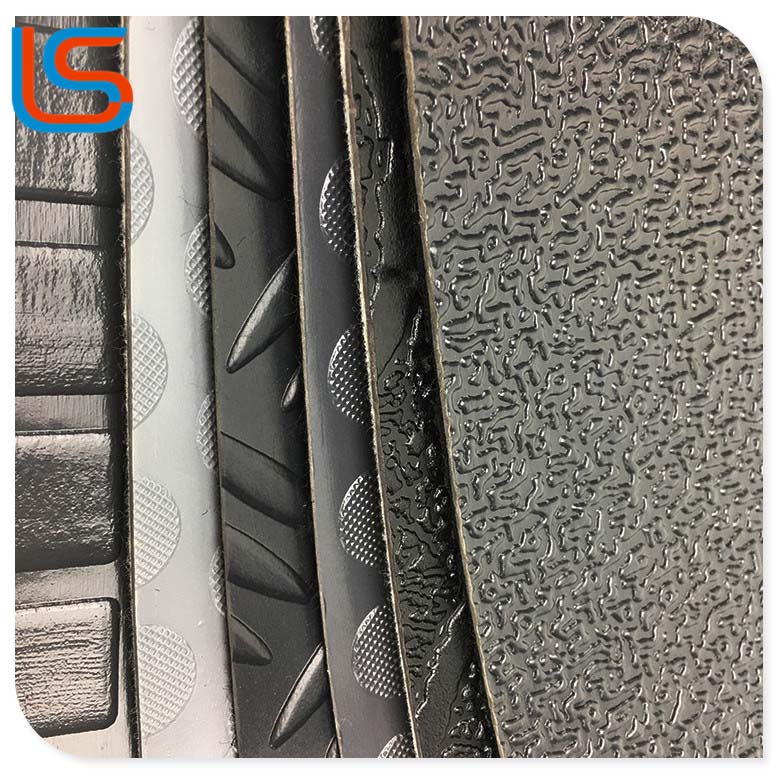 LS00070 Outdoor Workshop Industrial Flooring - PVC Roll Leather with Steel Plate Texture, Heavy-Duty & Scratchproof