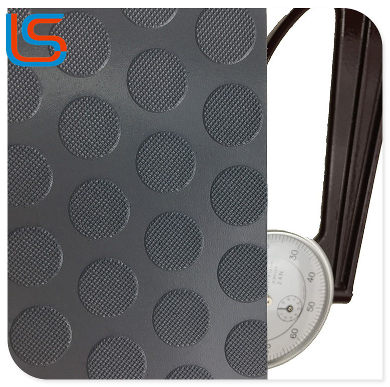 LS00070 Outdoor Workshop Industrial Flooring - PVC Roll Leather with Steel Plate Texture, Heavy-Duty & Scratchproof