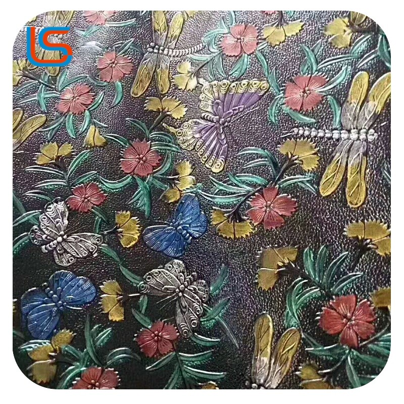 Luggage color printing large flower leather High gloss  大花高光