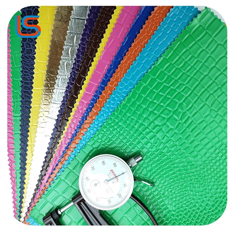 HC#U 0.9MM & 1.0MM PVC Artificial Leather - Crocodile Emboss, High-Gloss Surface for Luggage