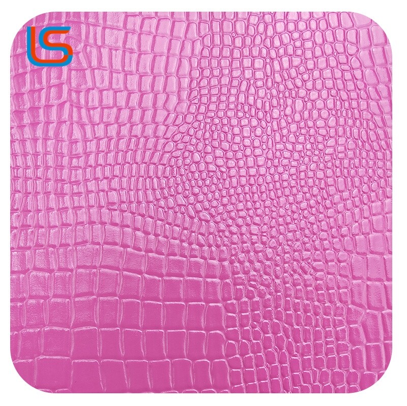 HC#U 0.9MM & 1.0MM PVC Artificial Leather - Crocodile Emboss, High-Gloss Surface for Luggage