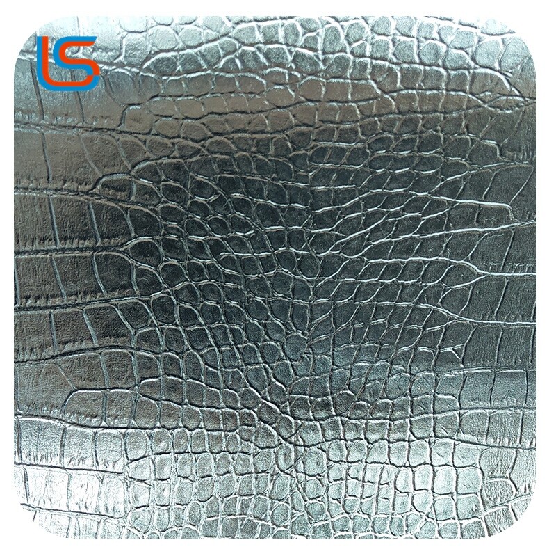 HC#U 0.9MM & 1.0MM PVC Artificial Leather - Crocodile Emboss, High-Gloss Surface for Luggage