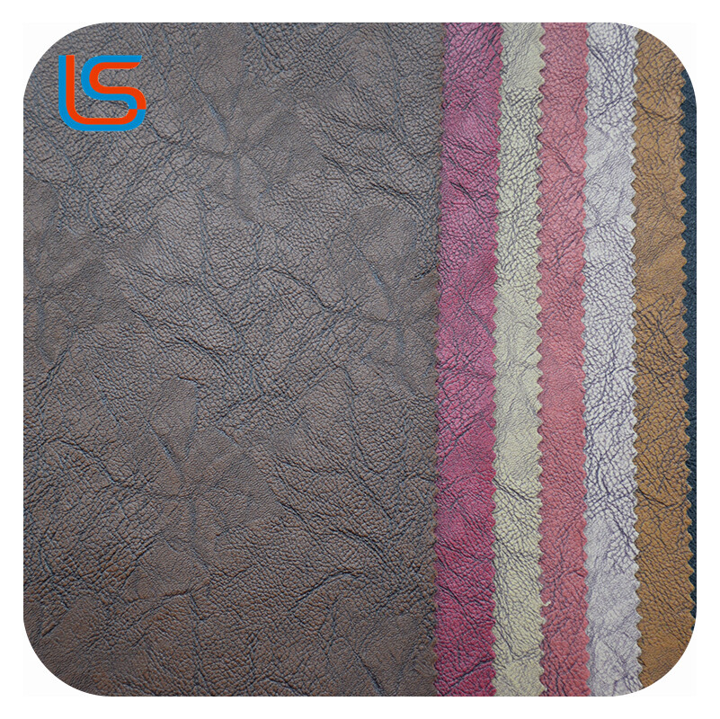 HC#N Distressed Leather for Decorative Sofa Soft Panel Fleece Base Weathered Texture