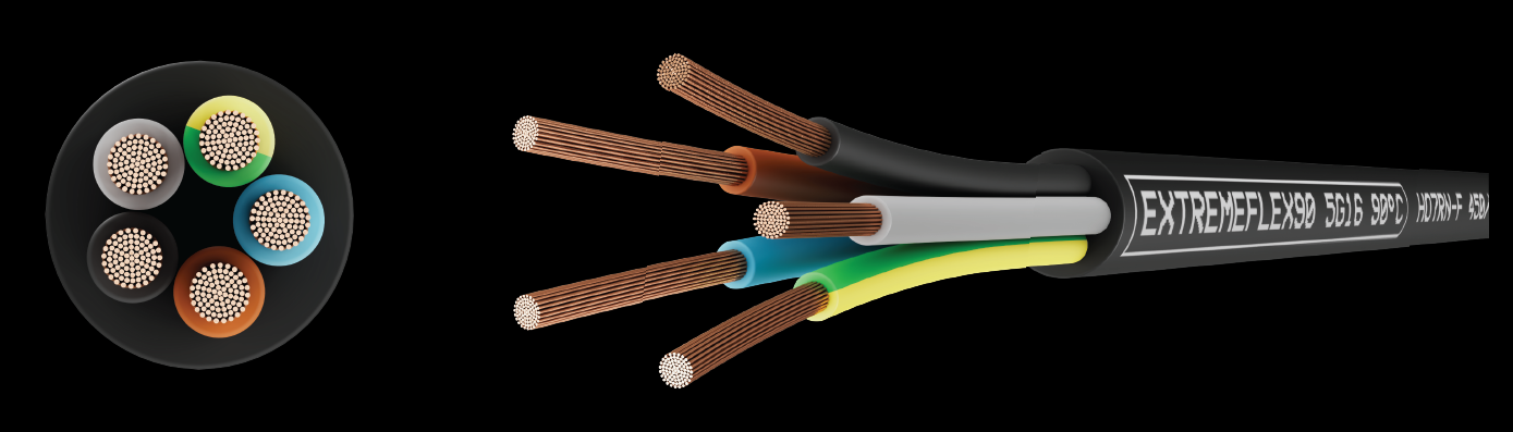 EXTREMEFLEX90 FLEXIBLE MAINS & CONTROL CABLE - 1MM TO 630MM